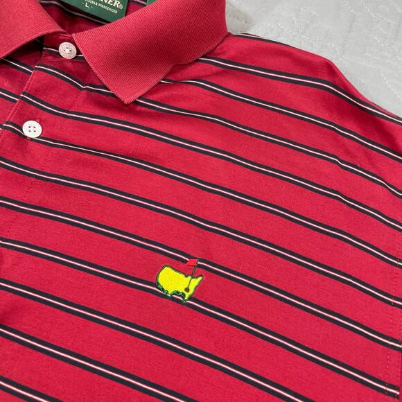 Masters Red and Black Striped Polo Shirt - Picture 3 of 7
